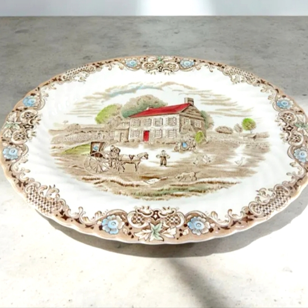 Vintage Ceramic Plate with Scenic Design Heritage Hall by Johnson Brothers.#4411
